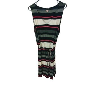 Merona Horizontal Stripped Tank  Midi Length Comfy Plus Size Dress XXL